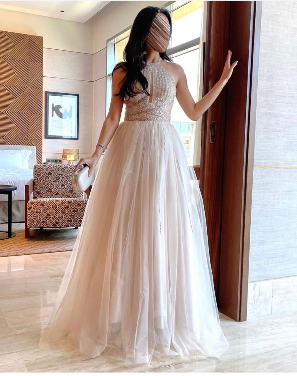 Hand embroidered evening dress