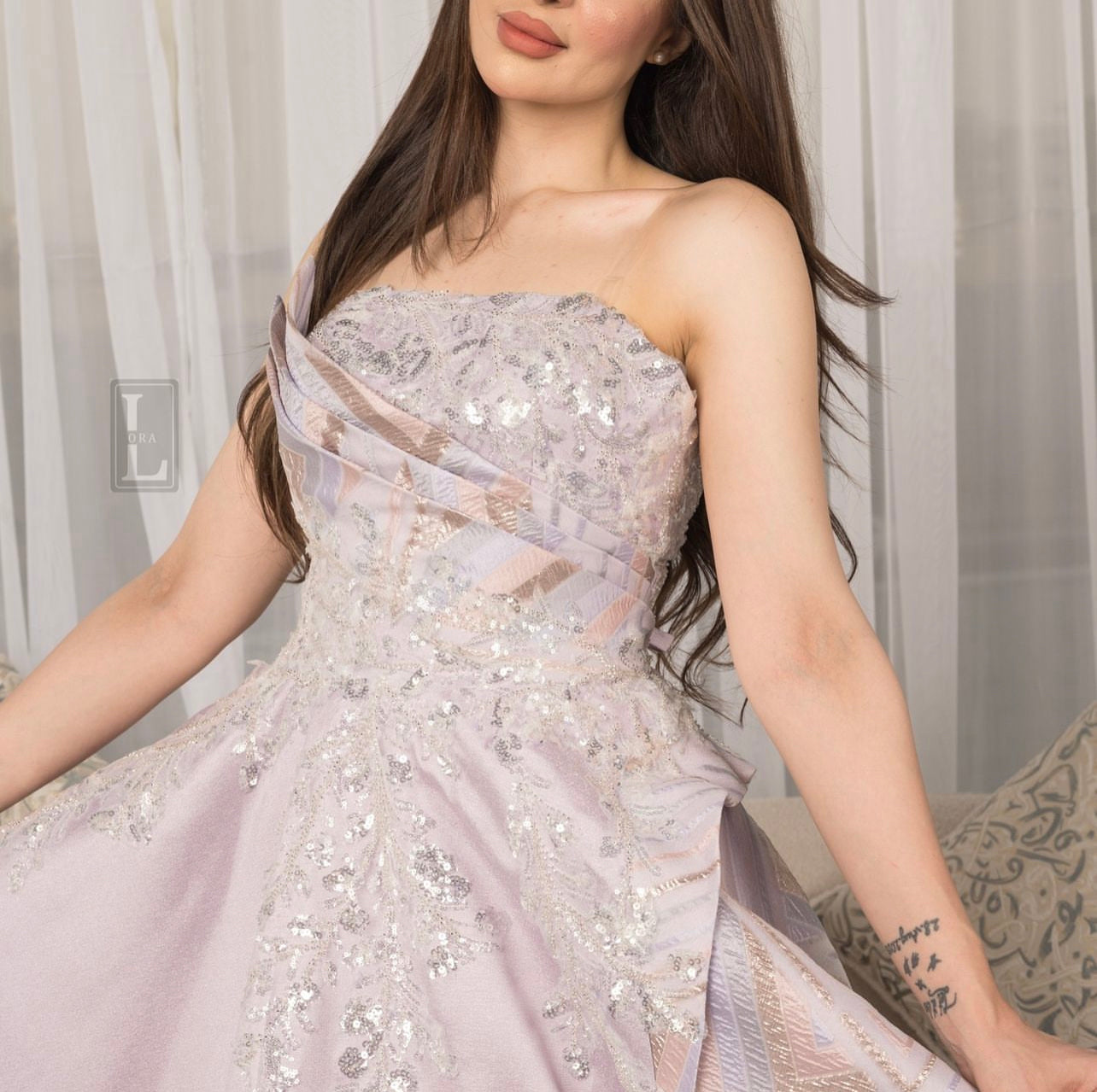 Costume embellished evening dress