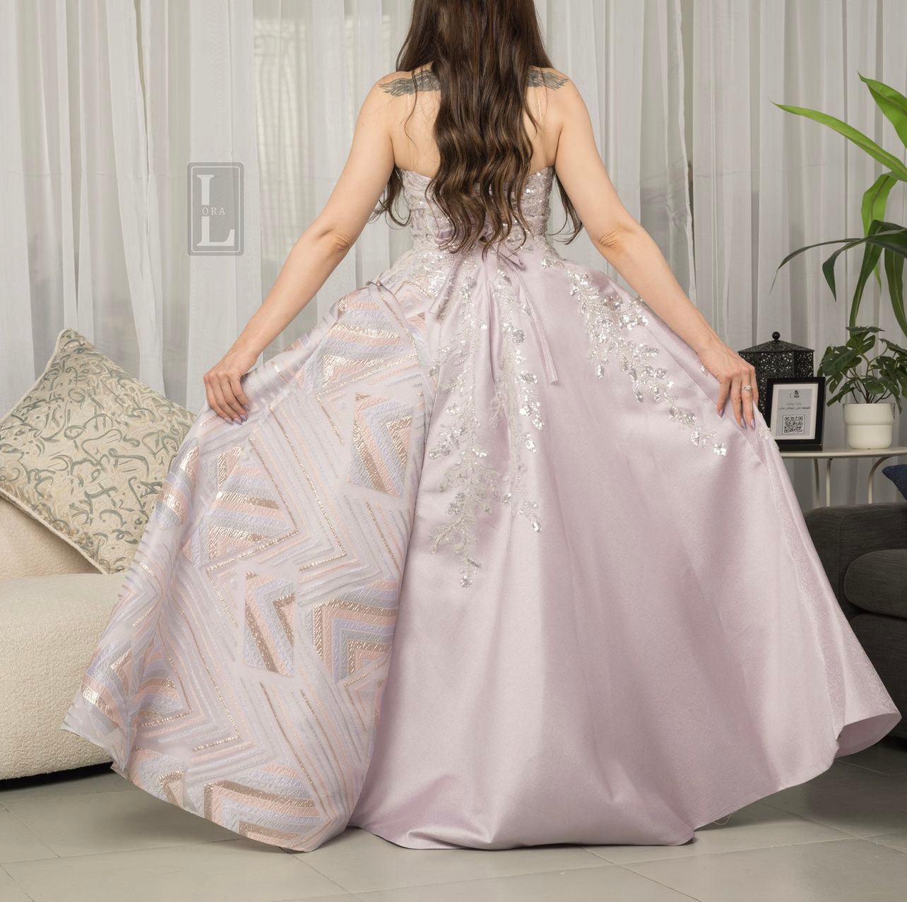 Turkish jacquard evening dress