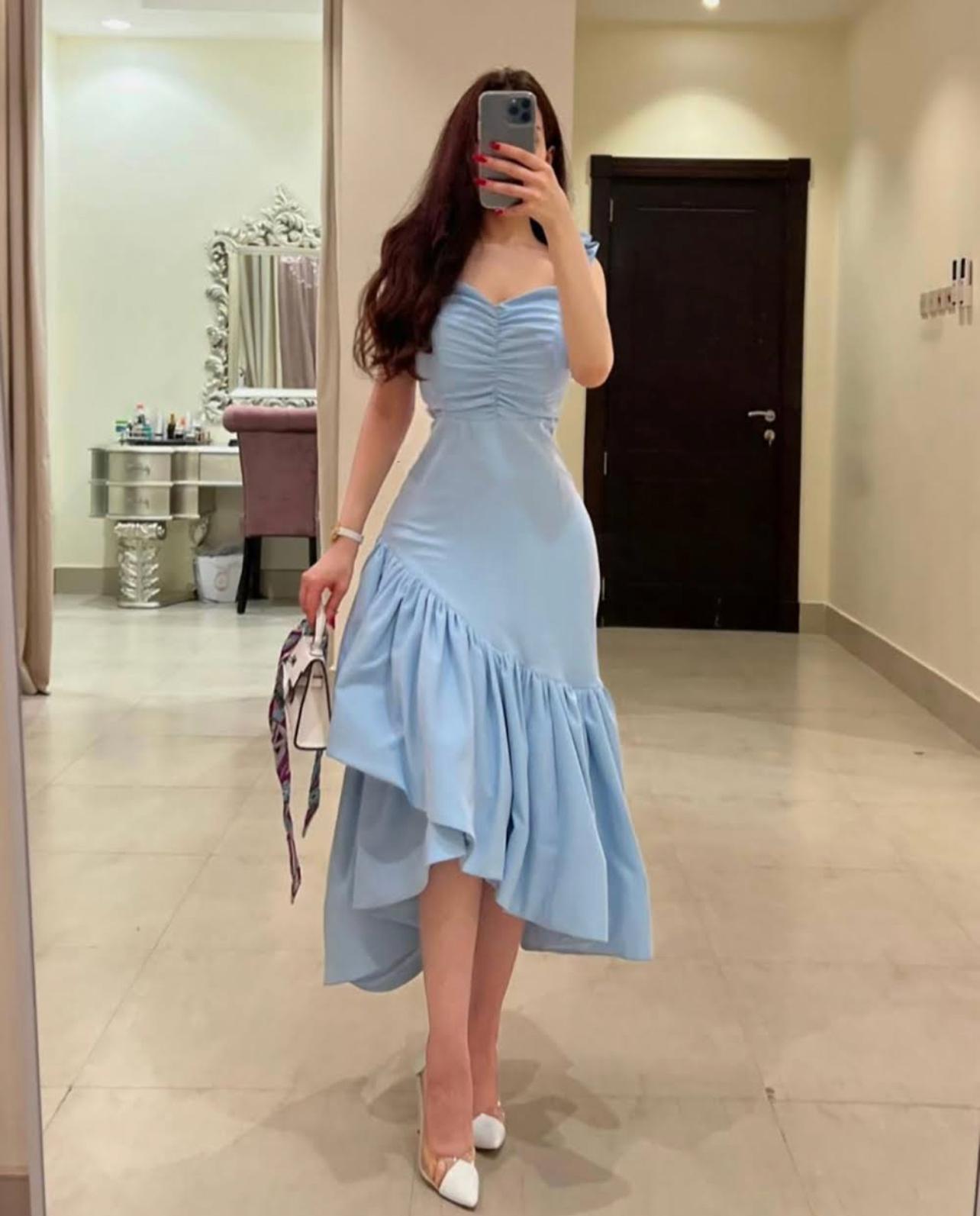 Sky Blue Midi Prom Dresses Yafana Fashion Sky Blue Midi Prom Dresses Yafana Fashion