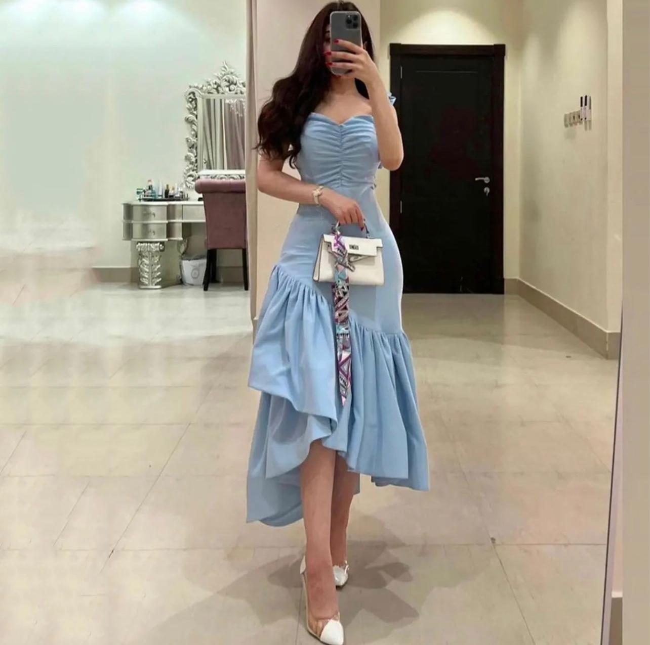 sky blue starry mermaid midi slip dress Sky Blue Starry Mermaid Midi Slip Dress