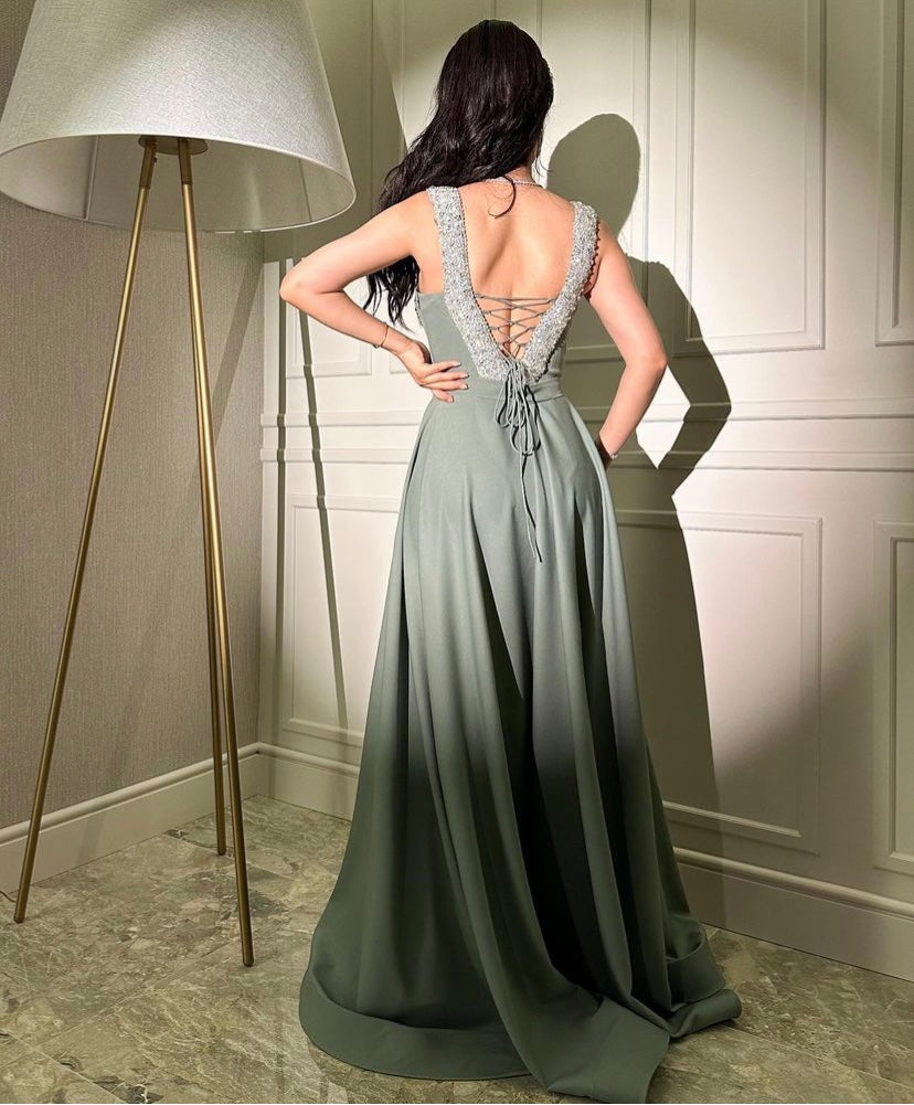 crepe evening dress